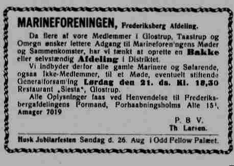 Annonce i aviser 14 og 20 juli 1945